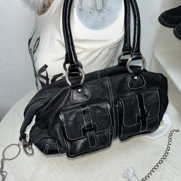 빈티지 포켓 바게트백