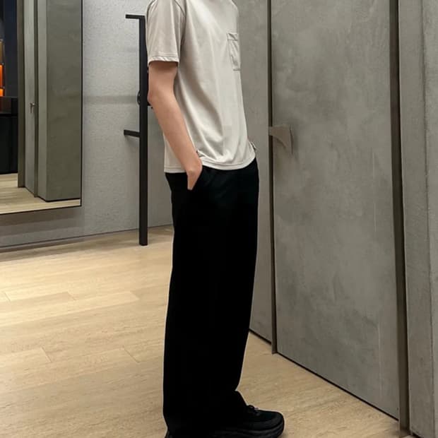 쿠어 수피마 코튼 세미오버핏 U넥 티셔츠 (라이트그레이) XL