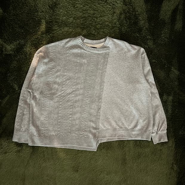 [XL] 아조바이아조 오버사이즈드 니트 앤 스웻셔츠 멜란지 그레이