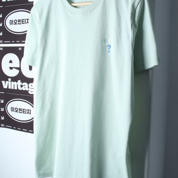 (L-XL) 게스 반팔 티셔츠 홀로 로고 연그린 올드스쿨-H36770