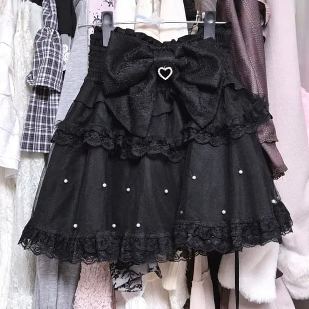 노에미 noemie 백리본 진주 스카판 레이스 래플 블라우스 세트 양지뢰