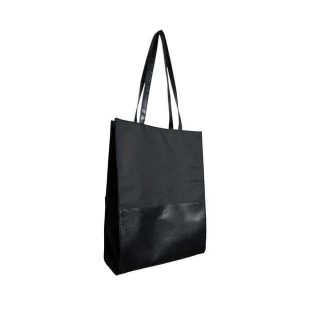 leather panel nylon tote bag