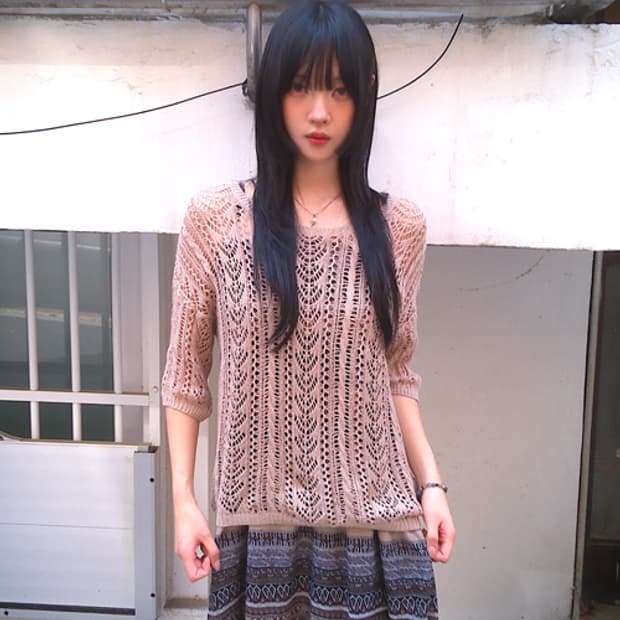 Loose Punching Knit(Beige)