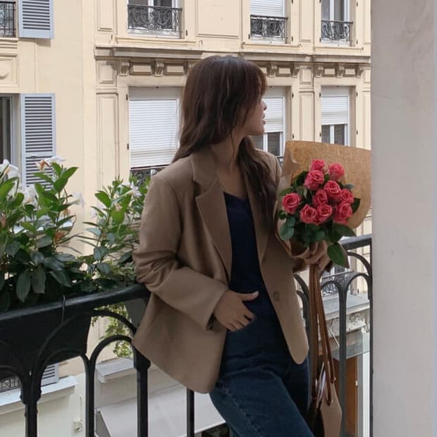 (미착용, 새상품) 슬로우앤드 made. 버터 탄탄핏 싱글자켓 봄옷