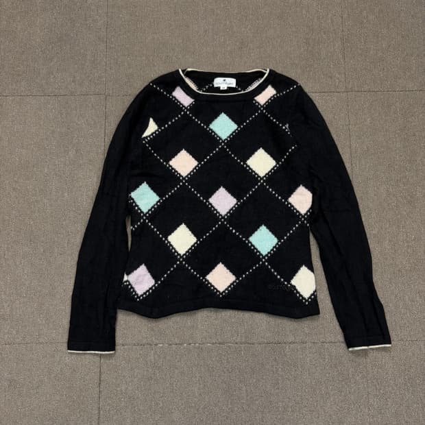 꾸레쥬 아가일 패턴 니트 xs