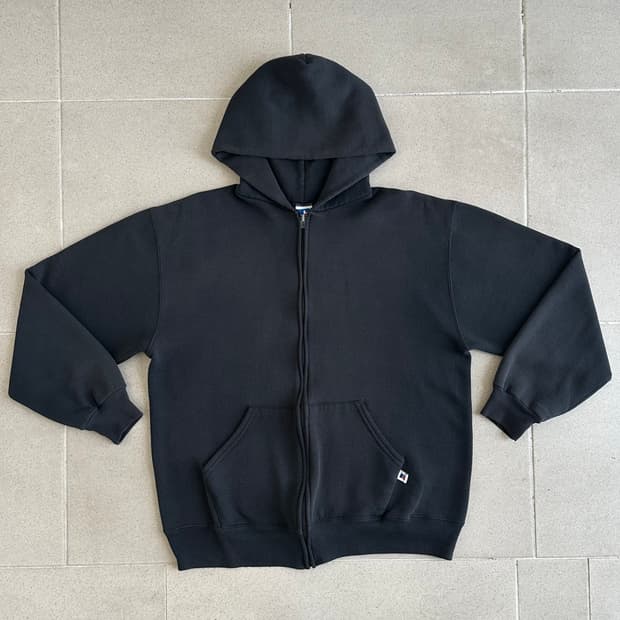 90s 빈티지 러셀 후드집업 블랙 L USA