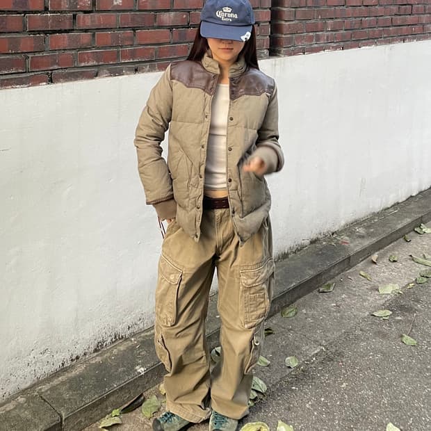 핸드워머 레더  웨스턴 다운 패딩