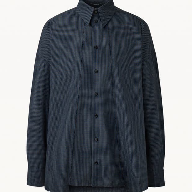 (M) Cmmawear Kogarashi 깅엄 체크 셔츠 navy