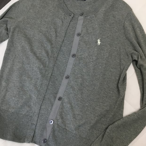 폴로 피마코튼 라운드 가디건 그레이 