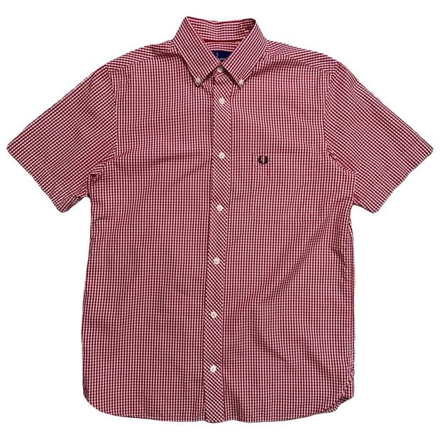 FRED PERRY 깅엄 반팔 셔츠 S