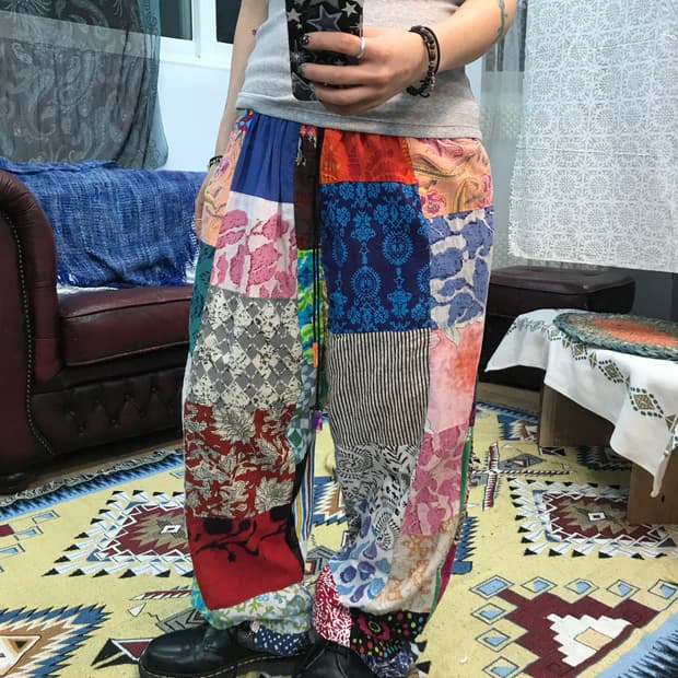 빈티지 패치워크 패턴 밴딩 팬츠 (Z1001)