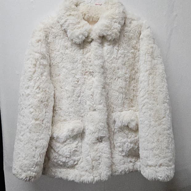 아이보리 시어링 퍼 코트  L