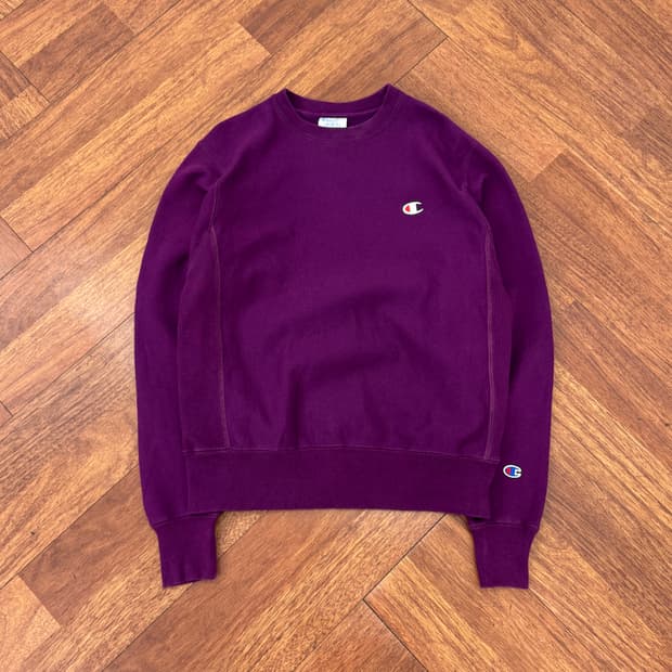 S 챔피온 리버스위브 퍼플 라운드 맨투맨 