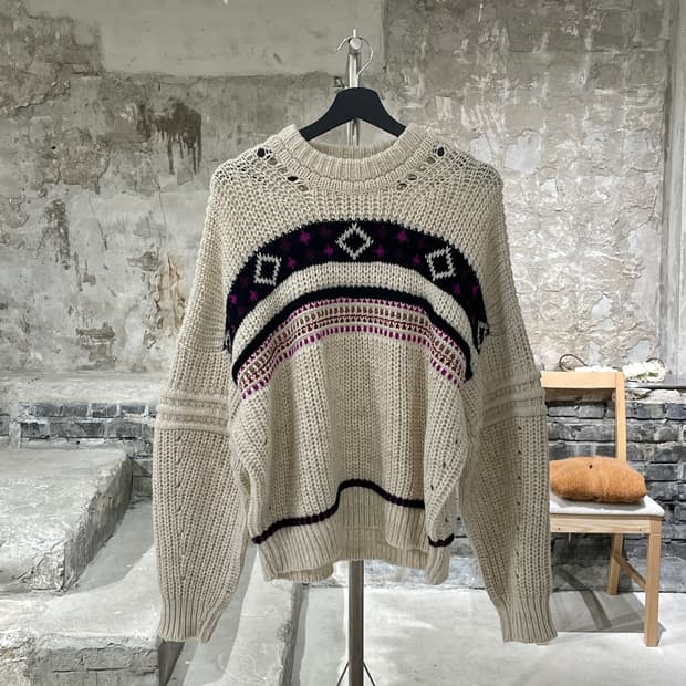 이자벨 마랑 아이보리 쿠퍼 자카드 스웨터