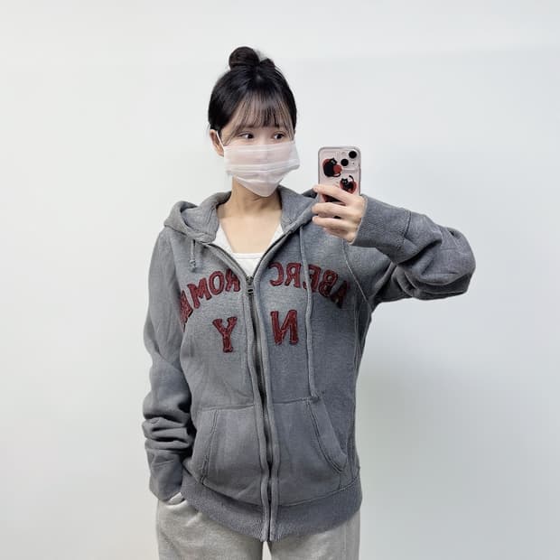 아베크롬비 아치 로고 후드집업 그레이