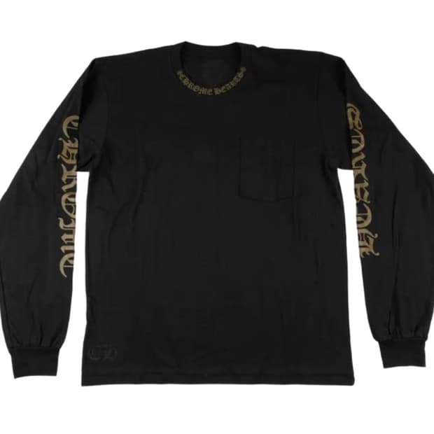 (새상품)크롬하츠 넥 로고 포켓 크루 롱슬리브 티셔츠 블랙 그린-L사이즈