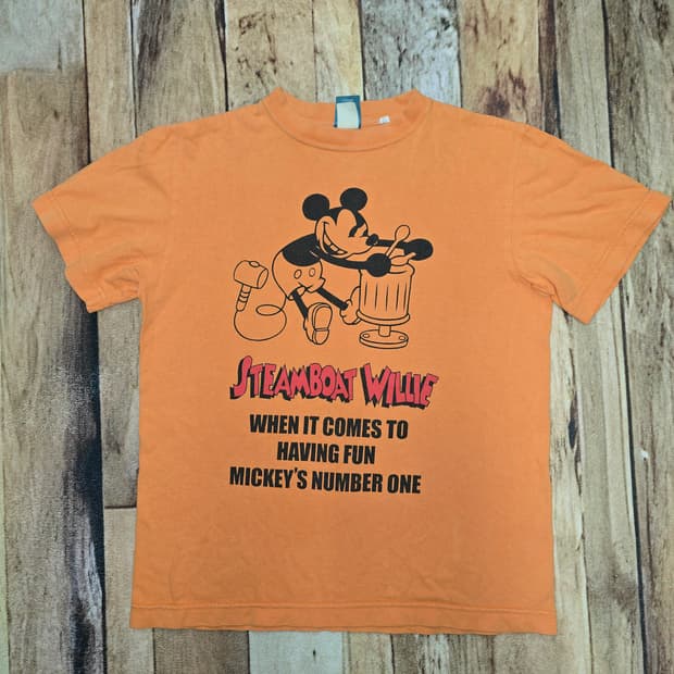 Vintage 90s 미키 루프휠 티셔츠 S