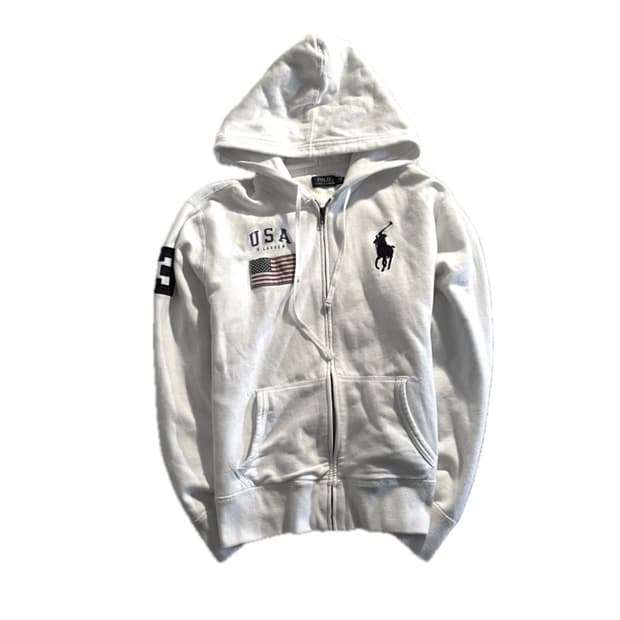 폴로 랄프로렌 빅포니 성조기 후드집업 화이트