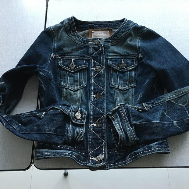 rose button denim jacket