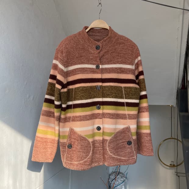 브릭 스트라이프 울 도톰 자켓