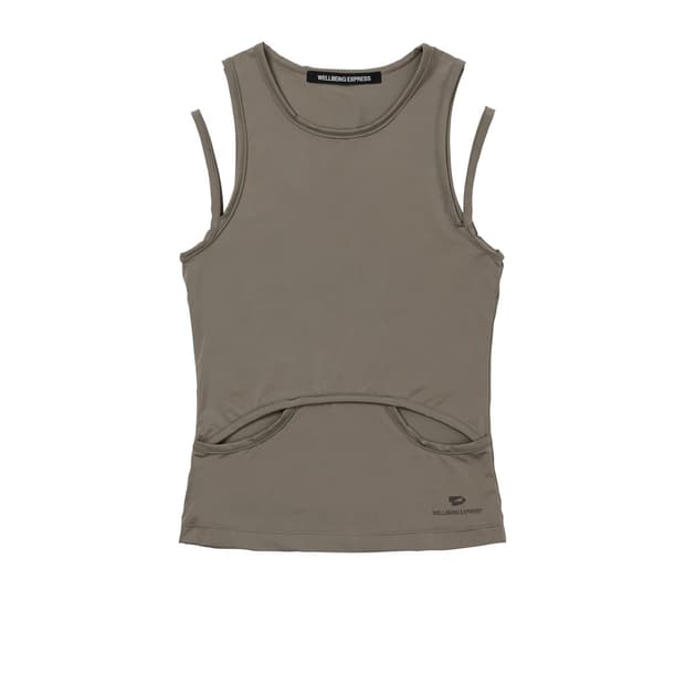 웰빙익스프레스 컷아웃 슬리브리스 카키베이지