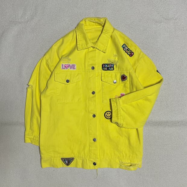 퀸앤조이 와펜 빈티지 데님 자켓