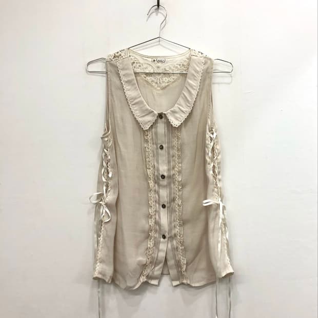 AXES FEMME side corset lace collar vest