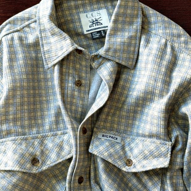 Poly nel woven check work shirt