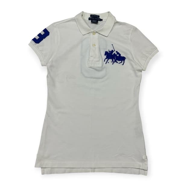 우먼 폴로 랄프로렌 더블 빅포니 화이트  카라 반팔티 