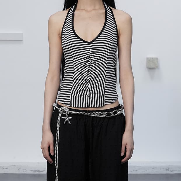 Cerric 세릭 STRIPE HALTER NECK SLEEVELESS