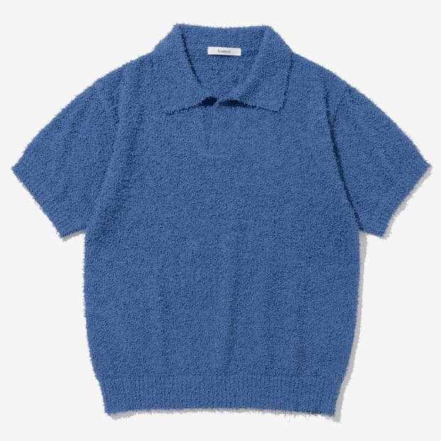 니티드 테일 카라 반팔 니트티 BLUE