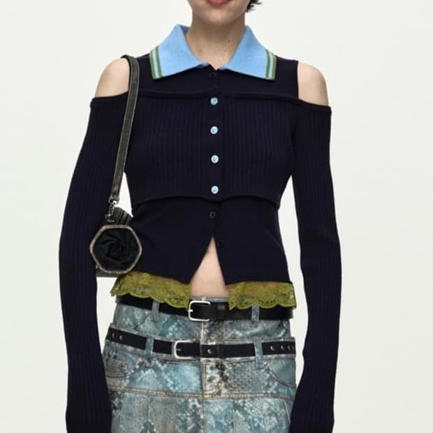 앤더슨벨 레이어드 오프숄더 카라 탑 s