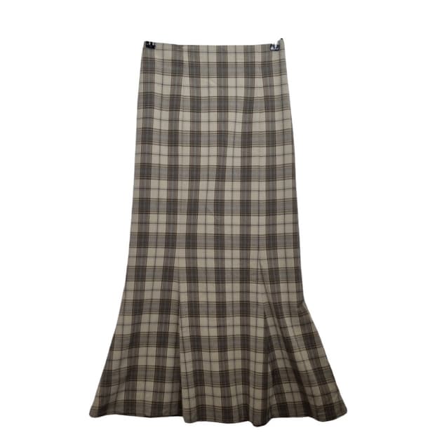 로리즈팜 베이지 밴딩 체크 머메이트 스커트