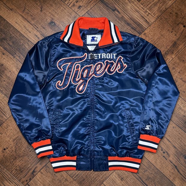 90s STARTER 디트로이트 타이거즈 새틴 풀집업 자켓