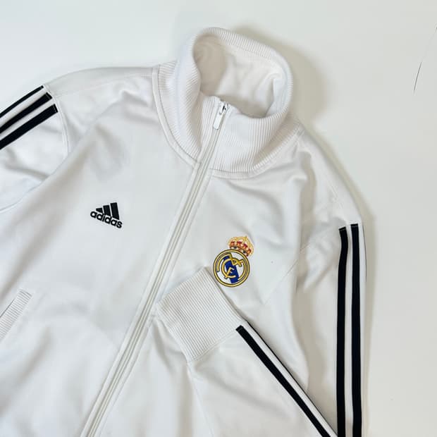 Adidas 레알 마드리드 화이트 져지 트랙탑