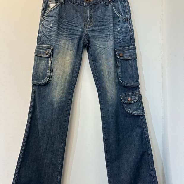 M) 뉴욕 어센틱 포켓 부츠컷 워싱 데님 빈티지 청바지