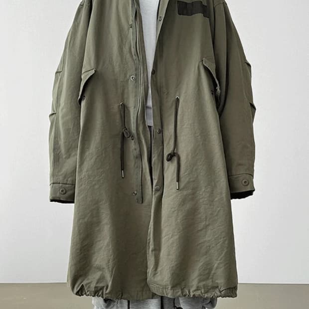 LOCAL MANSION 로컬멘션 오버핏 사파리 롱 야상 자켓(남여공용)