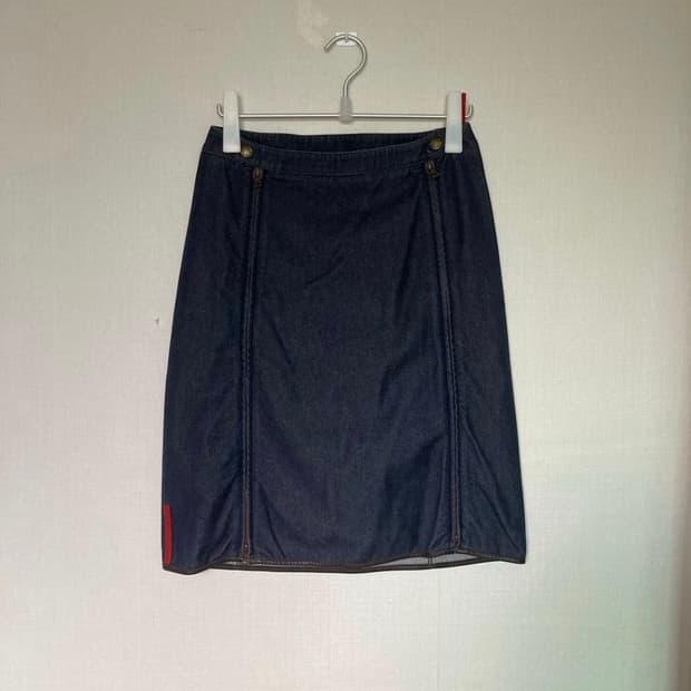 프라다 스포츠 지퍼 데님 스커트