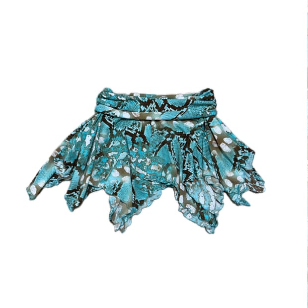 Turquoise Snakeskin Print Mermaid Skirt