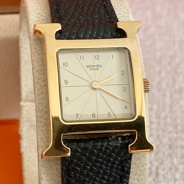 에르메스 H아워 1.201 금장 여성용 쿼츠 PM 사이즈