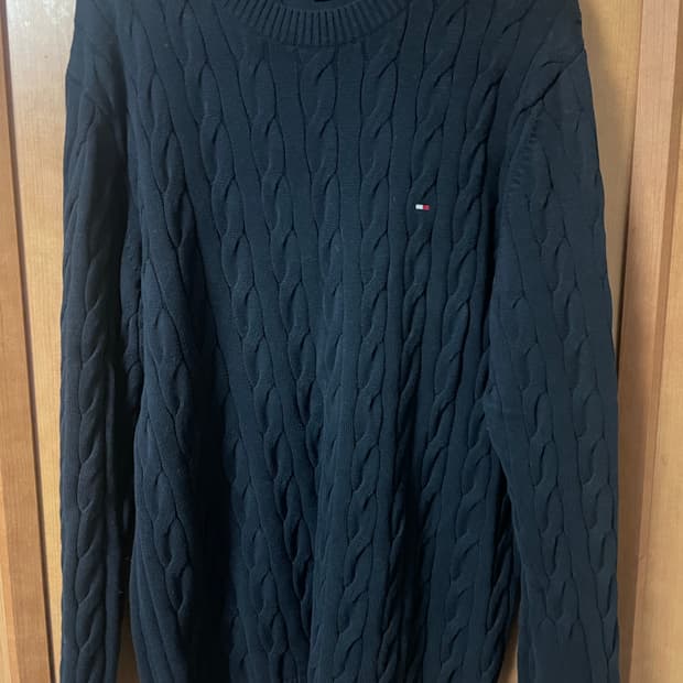 타미힐피거 남성 크루넥 케이블 니트 L