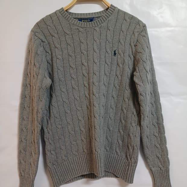 (S,90)폴로 랄프로렌 면100 꽈배기 니트 그레이