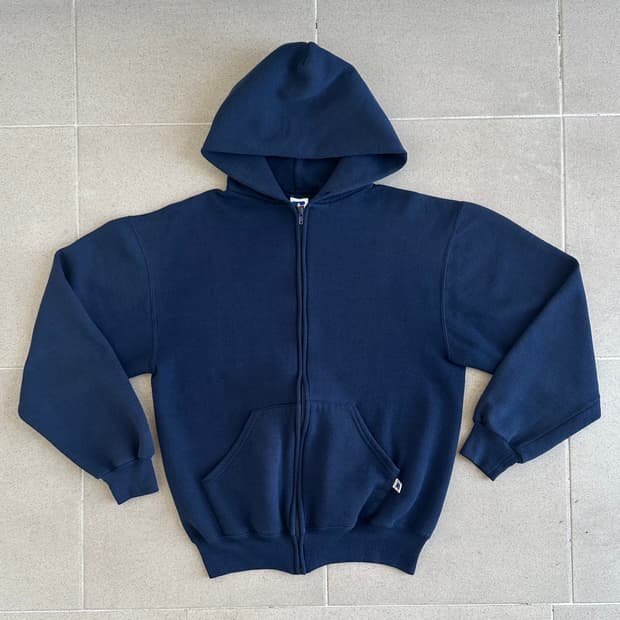 90s 빈티지 러셀 후드집업 네이비 M USA