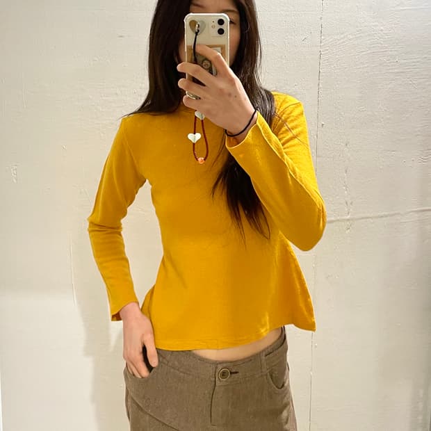 요지야마모토 터틀넥 니트 티셔츠