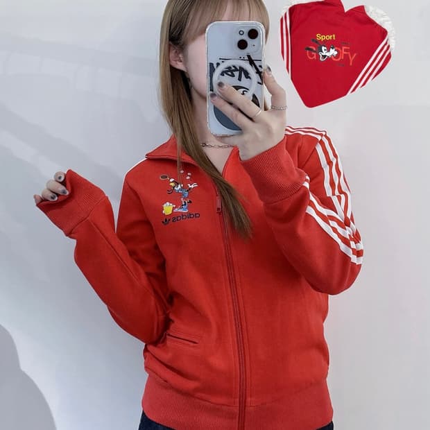 아디다스x디즈니 구피 레드 트랙탑