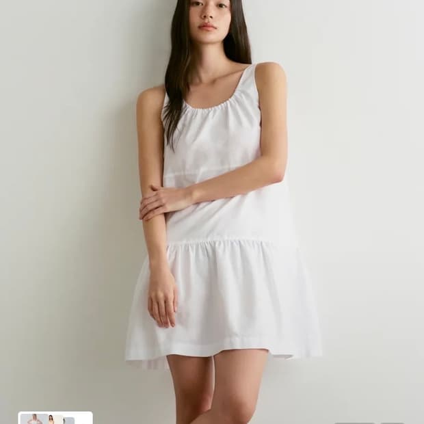 무신사스탠다드 우먼즈 코튼 티어드 미니 드레스 [화이트]