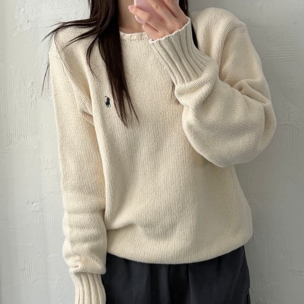 Polo 폴로 랄프로렌 아이보리 코튼 니트