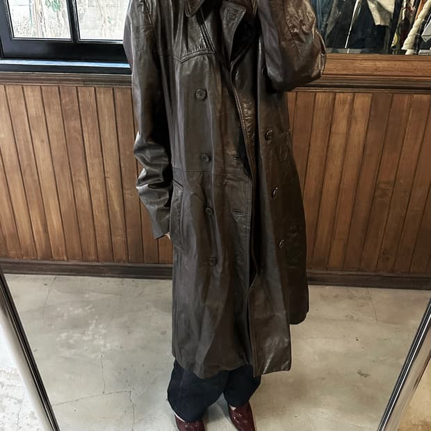 JPV brown leather over coat