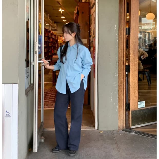 98도씨 PROJECT 스카이블루 루즈핏 셔츠