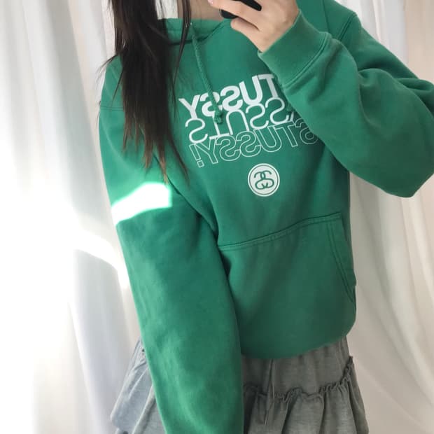 Stussy 스투시 그린컬러 로고 후드티